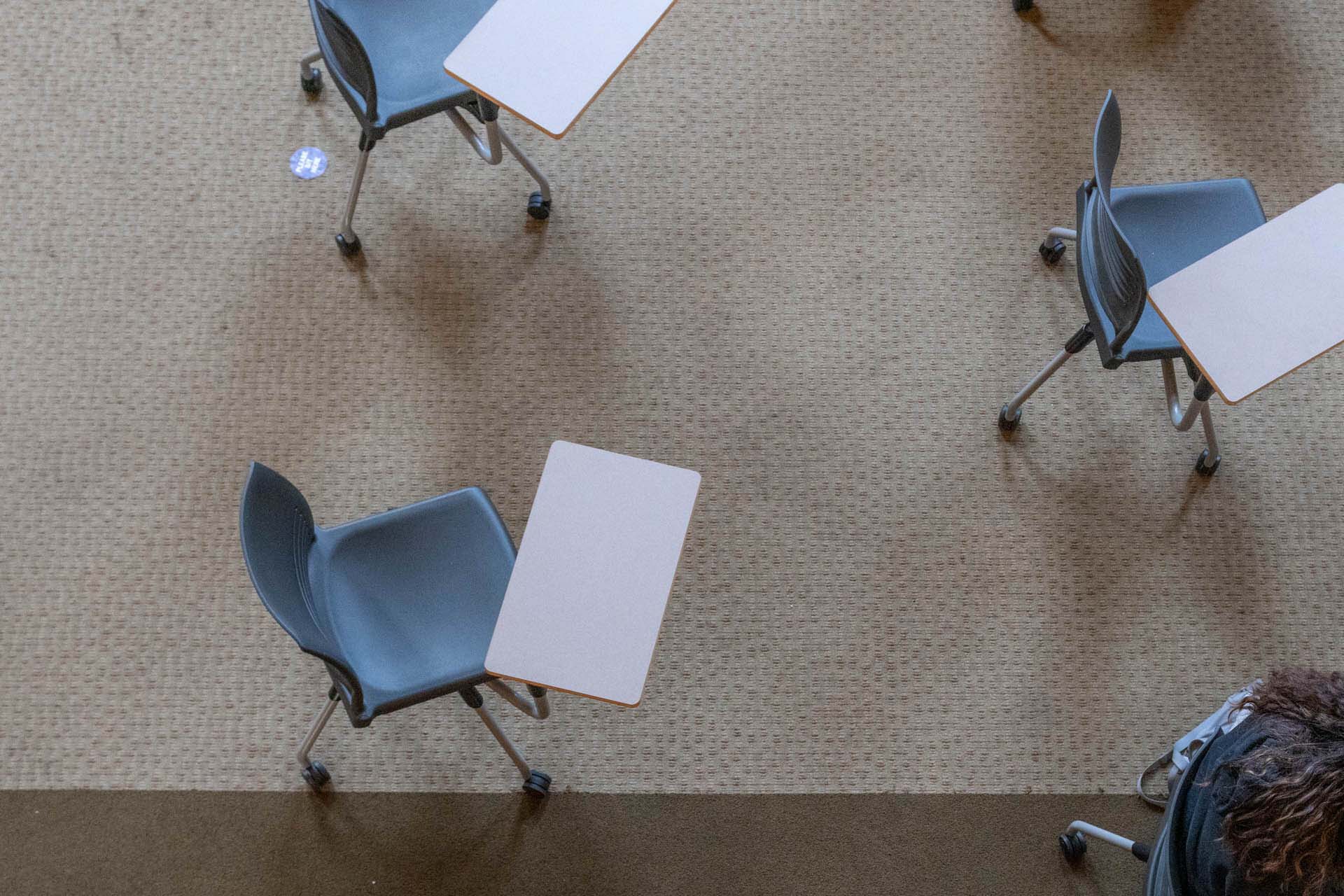 Image of student chairs from above